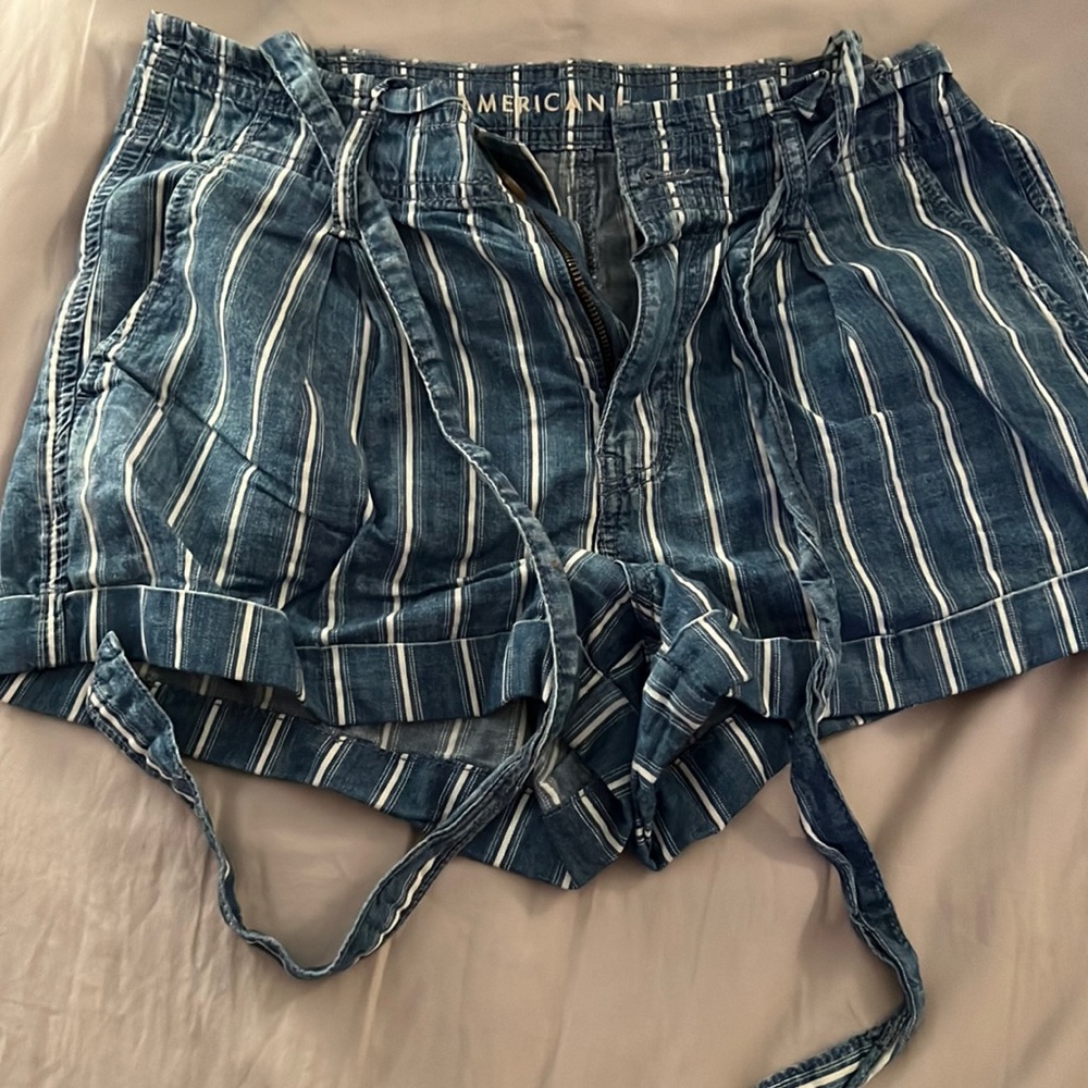 American Eagle Striped Denim Shorts